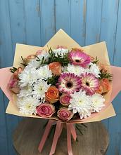 Букет цветов из:  Розы, Герберы и Хризантемы в Пролетарском Ставропольского края