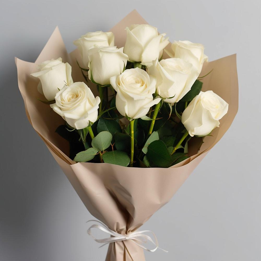 Букет 9 Белых роз Эдлесс Лав в Пролетарском Ставропольского края