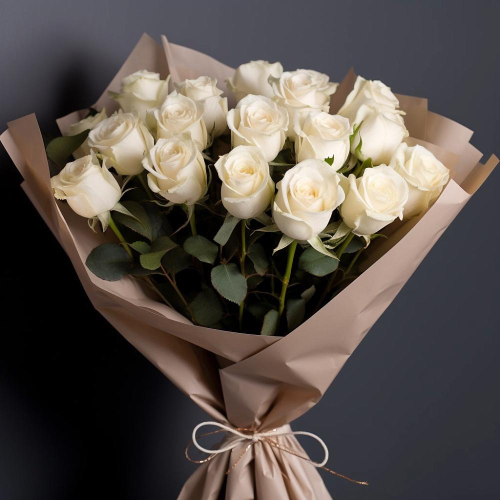 Букет 17 Белых роз в Пролетарском Ставропольского края
