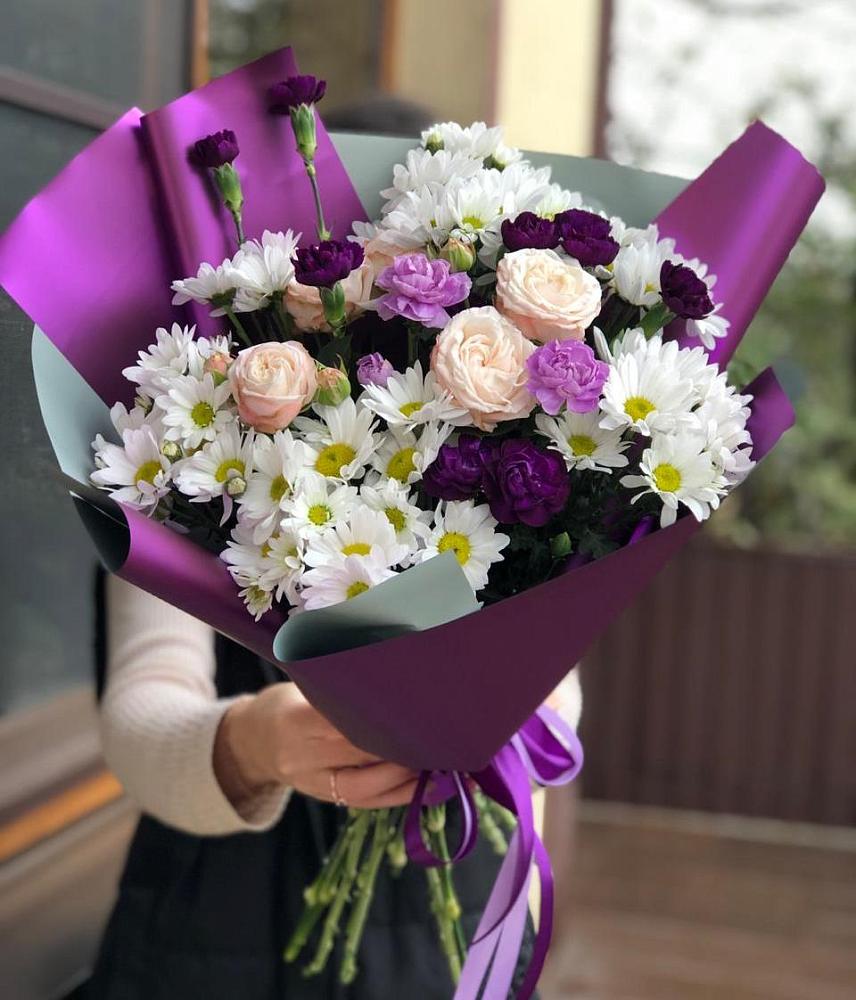 Букет цветов из: Хризантемы, Гвоздики и Розы в Пролетарском Ставропольского края