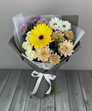 Букет цветов из:  Розы, Герберы и Хризантемы в Пролетарском Ставропольского края