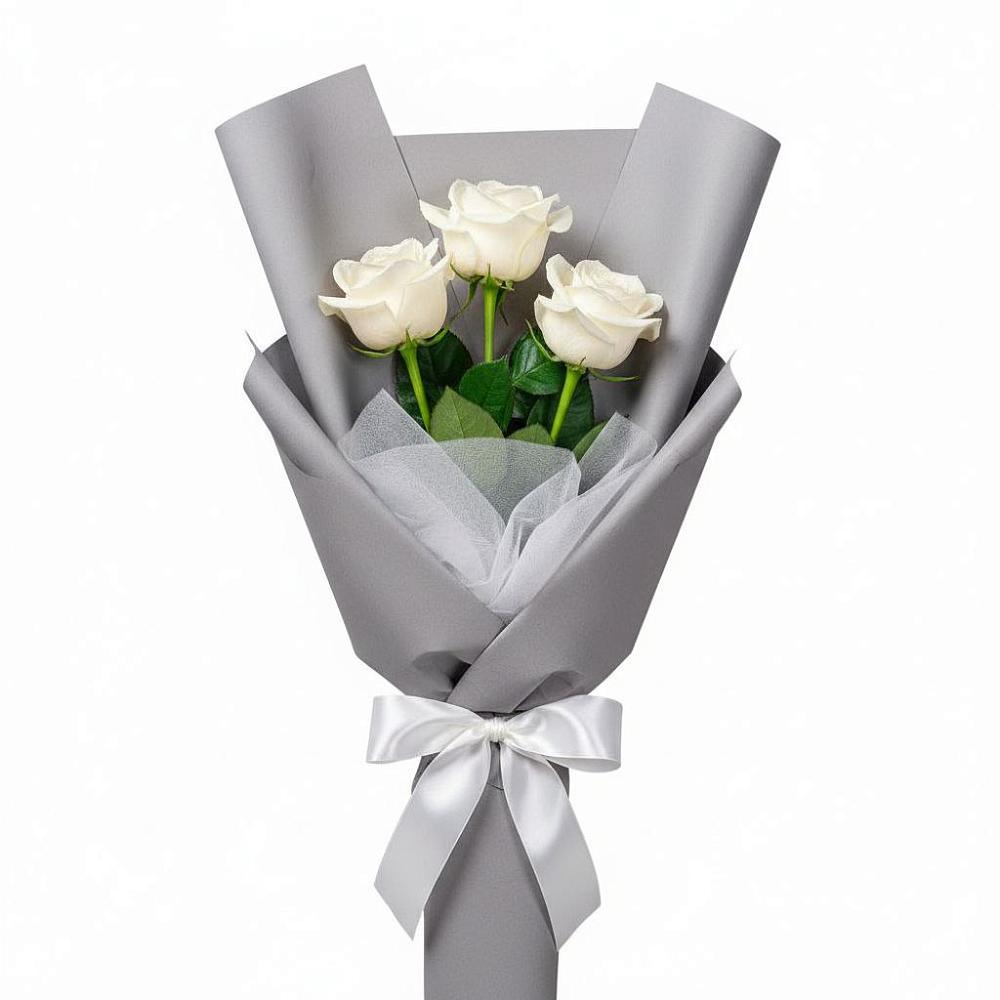Букет 3 белые розы в Пролетарском Ставропольского края