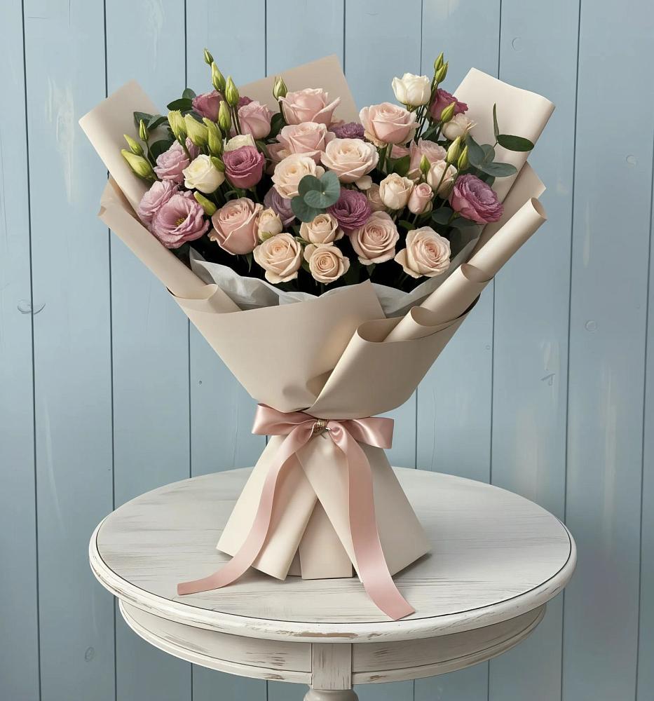 Букет цветов из: Розы и Лизиантусы в Пролетарском Ставропольского края