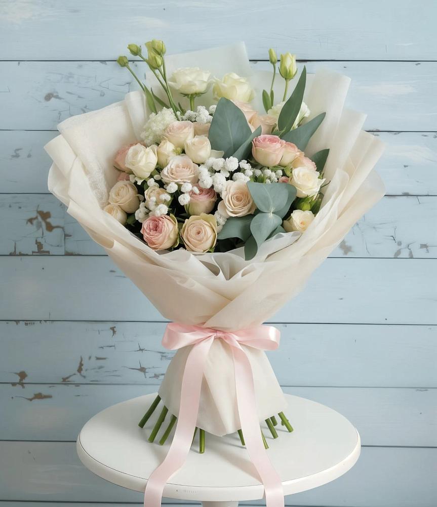 Букет цветов из: Розы и Лизиантусы в Пролетарском Ставропольского края