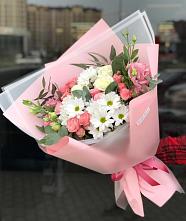 Букет цветов из:  Розы, Лизиантусы и Хризантемы в Пролетарском Ставропольского края
