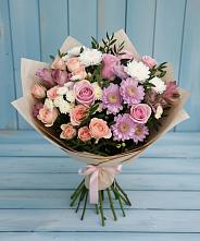 Букет цветов из:  Хризантемы, Розы и Альстромерии в Пролетарском Ставропольского края