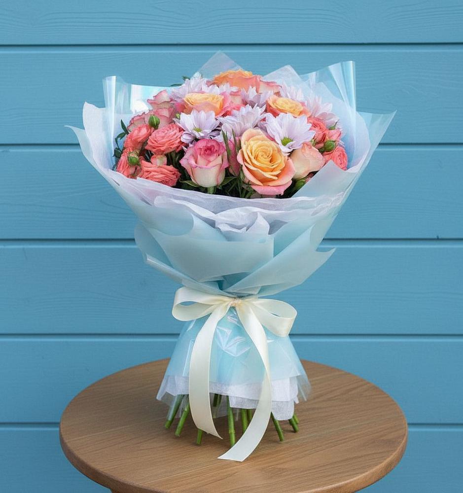 Букет цветов из: Хризантемы и Розы в Пролетарском Ставропольского края