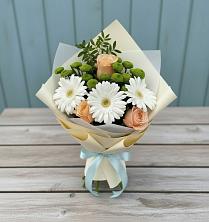 Букет цветов из:  Герберы, Розы и Хризантемы в Пролетарском Ставропольского края