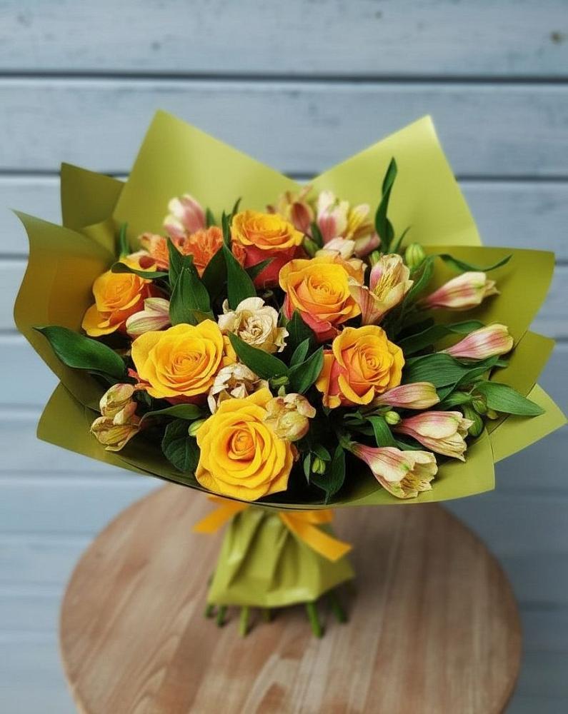 Букет цветов из: Альстромерии и Розы в Пролетарском Ставропольского края
