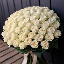 Букет 101 Белая роза Крем де ля Крем в Пролетарском Ставропольского края